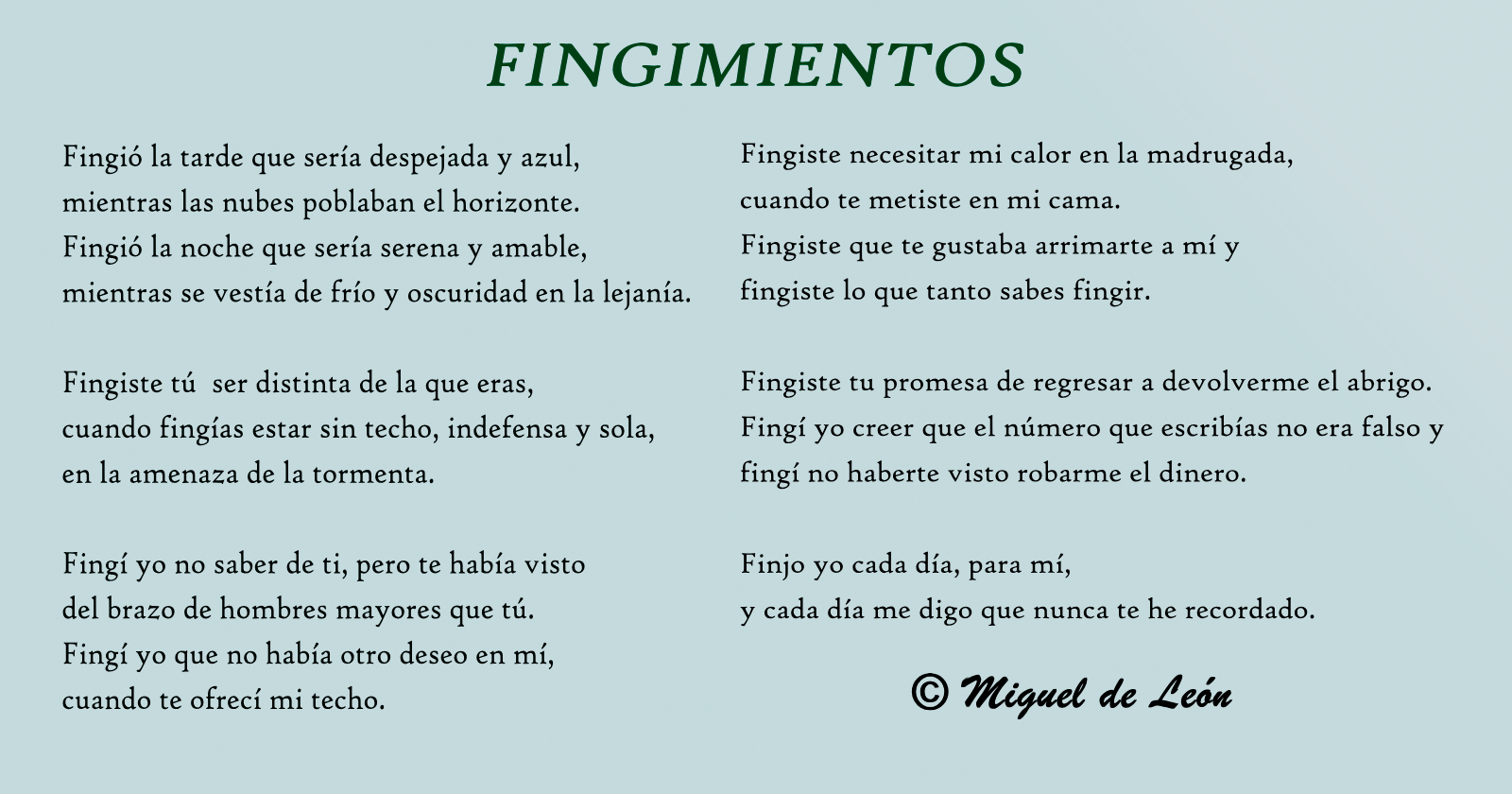 Fingimientos, Miguel de León